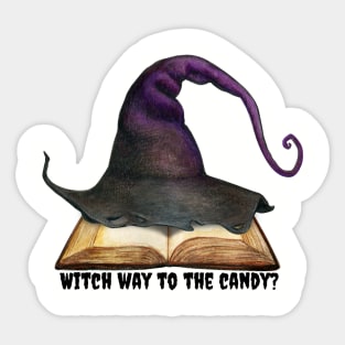 Witch Way to the Candy Spell Witch hat spell book Halloween Sticker